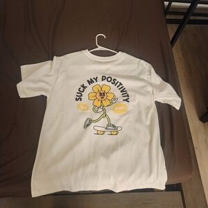 Men White "Suck My Positivity" Graphic T-Shirt
